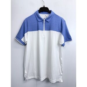 Head Golf Men's S Quarter Zip Polo‎ Shirt Blue White Mixed Media Short Sleeve